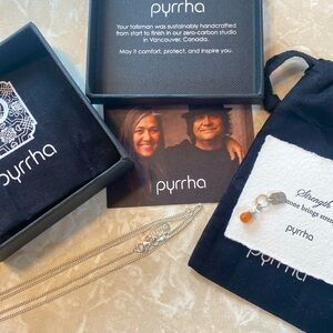 Pyrrha Sterling Silver Chain and Strength Charm 17’ New in Gift Box